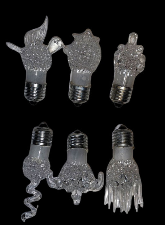 Set of unique decorative 1W multi-color flashing LED light E27 220V in various shapes including birds and hands