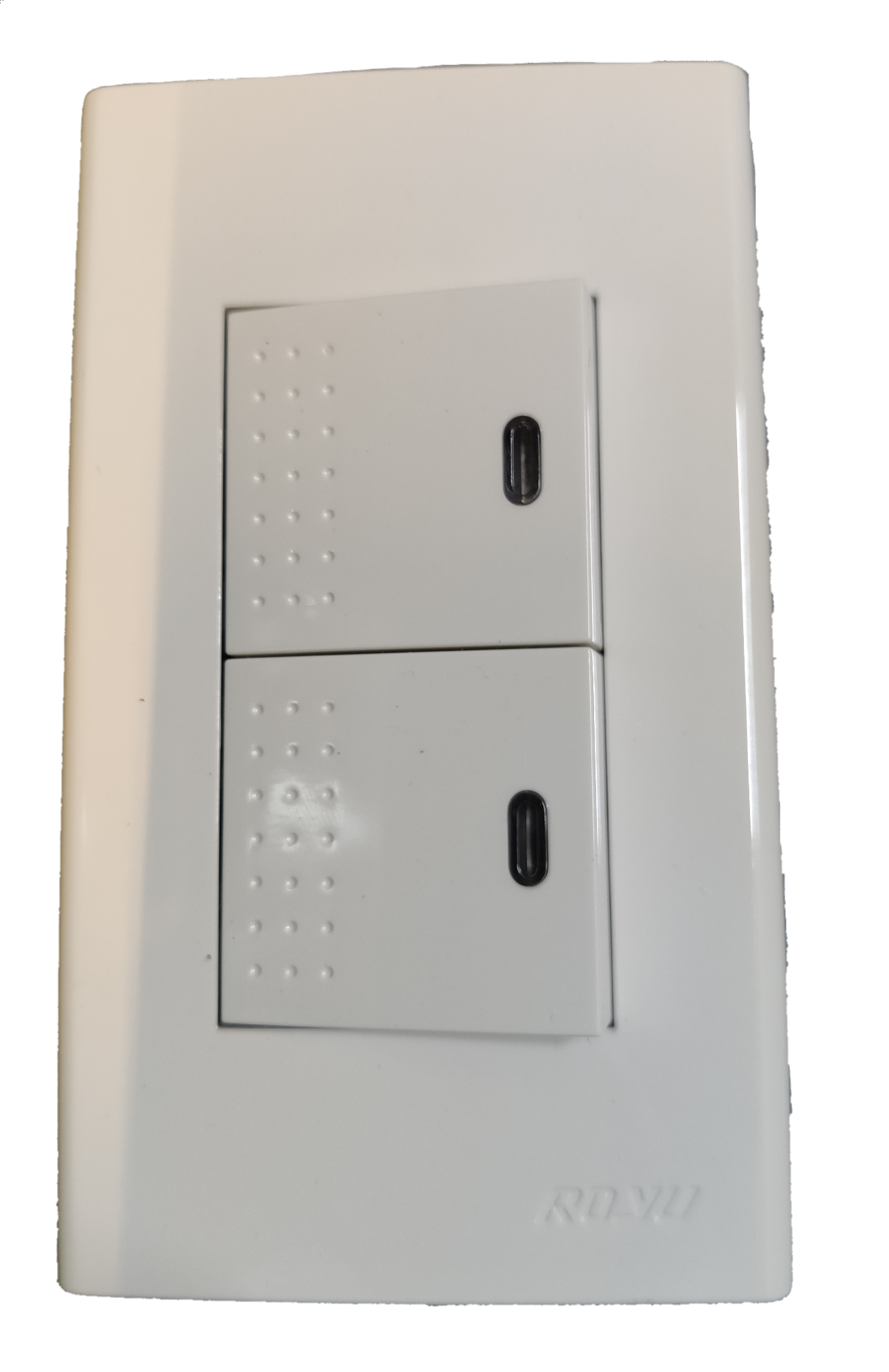 Royu 2 Gang 1 Way Switch with LED white electrical wall switch panel