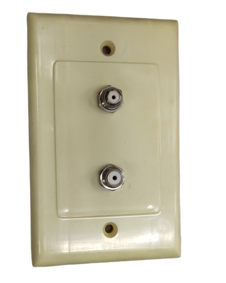 Taiwan made 2 gang F jack outlet old design electrical connector with cream plastic cover