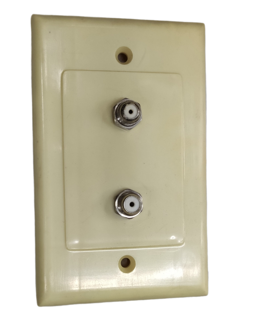 Taiwan made 2 gang F jack outlet old design electrical connector with cream plastic cover