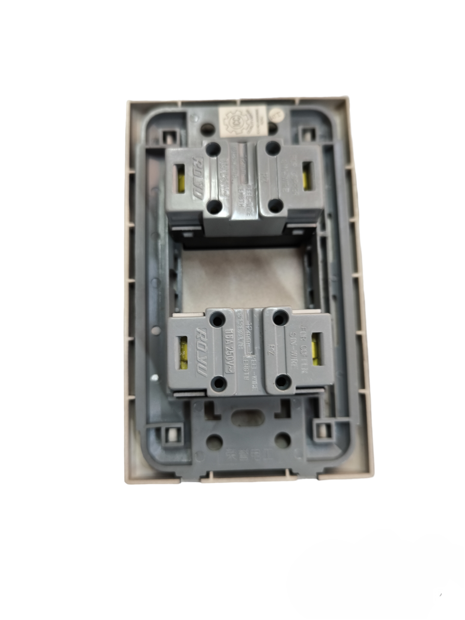 Royu 2 Gang Universal Outlet 10A 250V power point switch socket component in gray and white