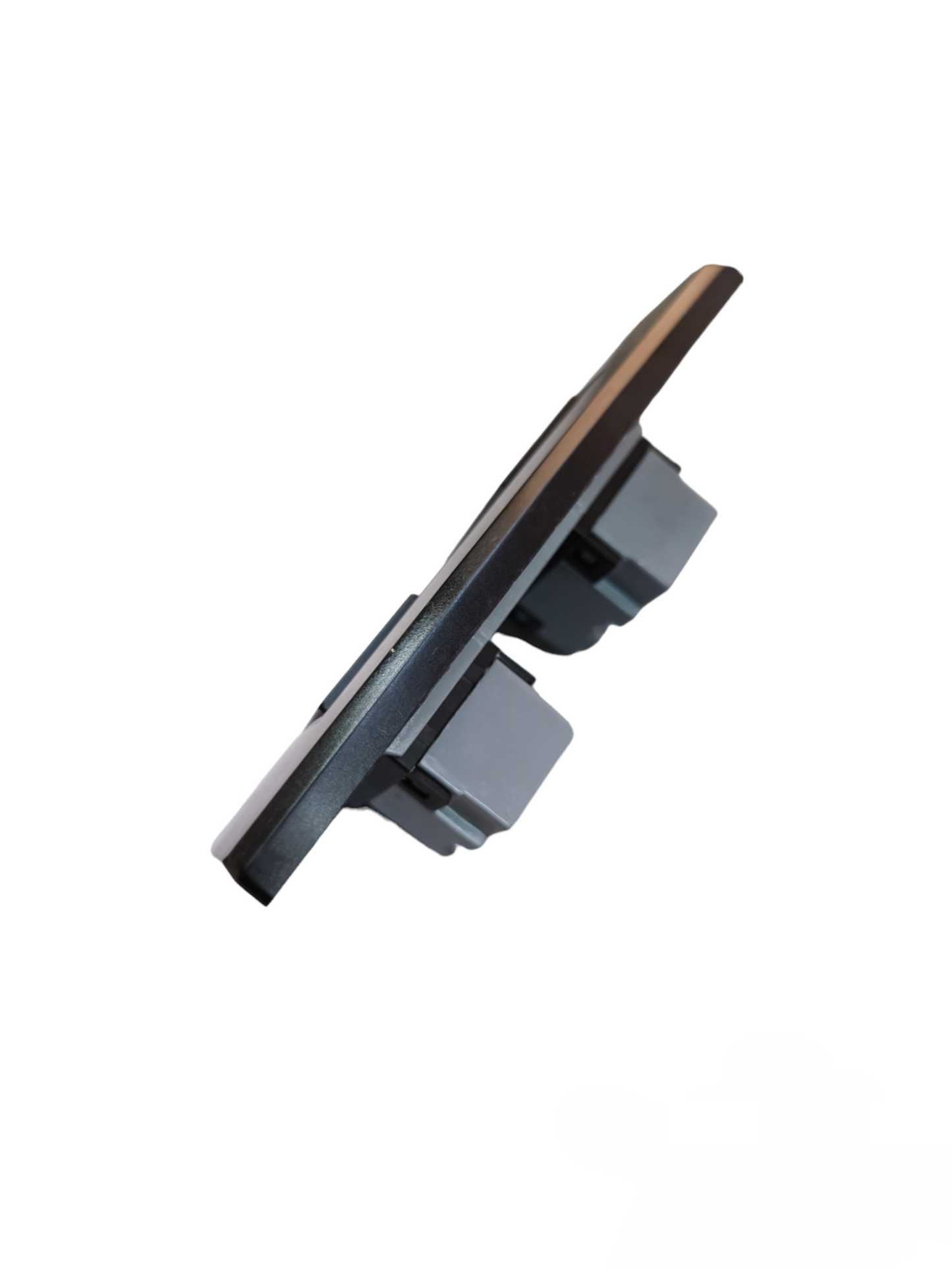 Royu 2 Gang Universal Outlet 10A 250V black power socket with dual plugs side view