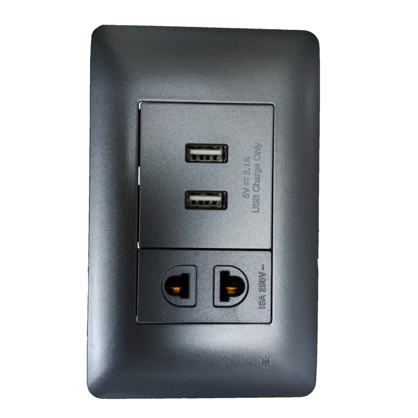 Omni 2 gang USB outlet with universal socket for charging multiple devices simultaneously