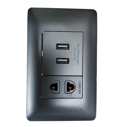 Omni 2 gang USB outlet with universal socket for charging multiple devices simultaneously