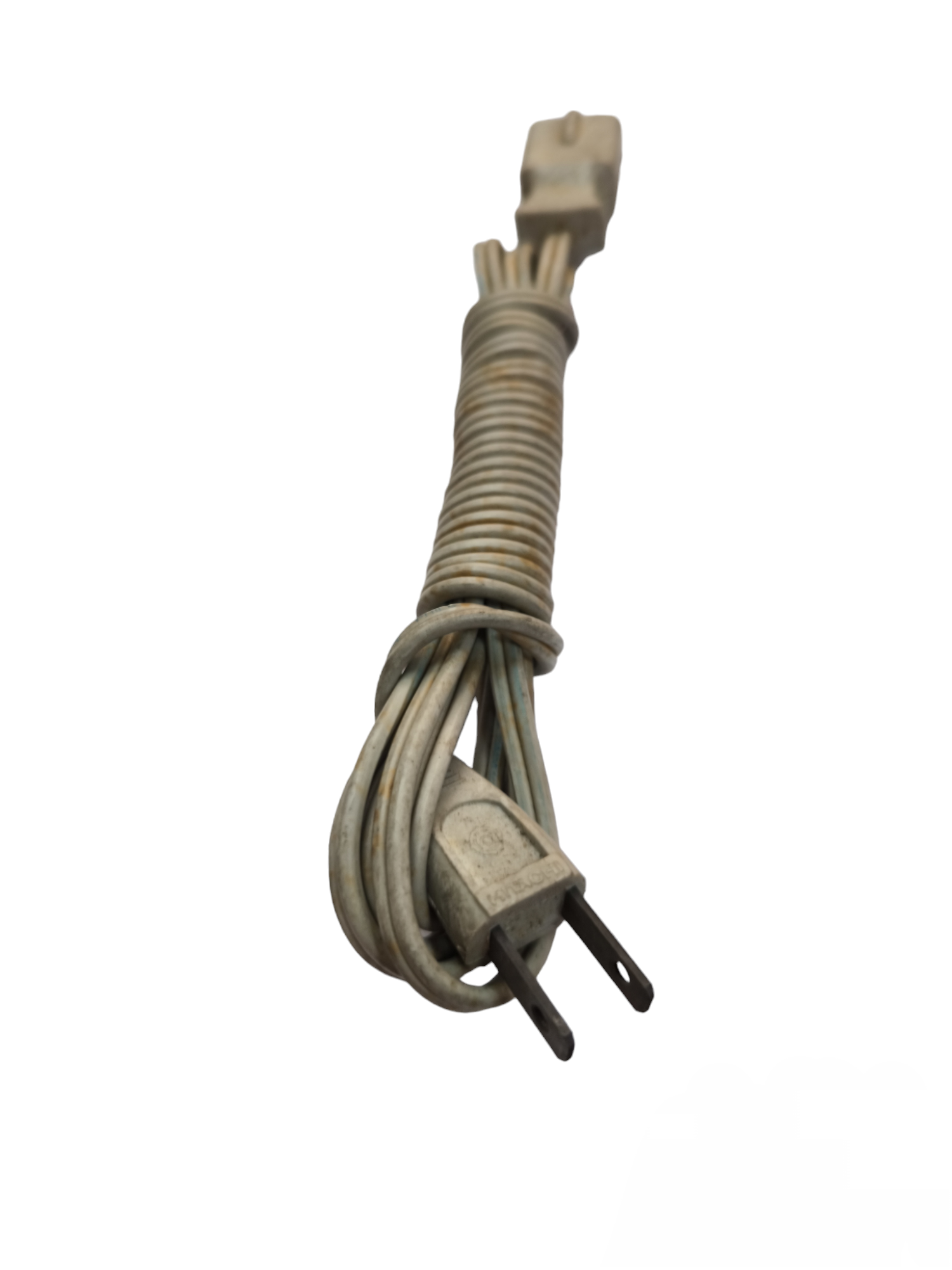 2 meter AC power cord with two-prong plug and white insulated wire from China