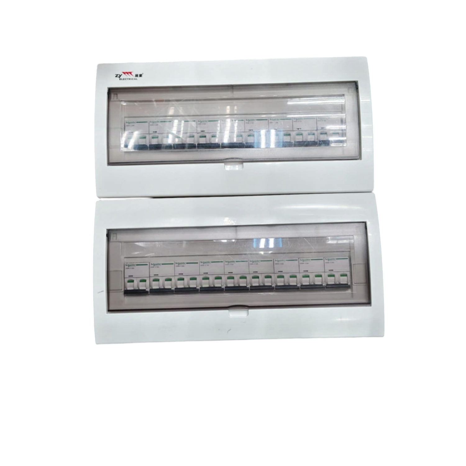 Schneider & ZY 2 pole 17 branch MCB panel with clear covers for easy circuit access