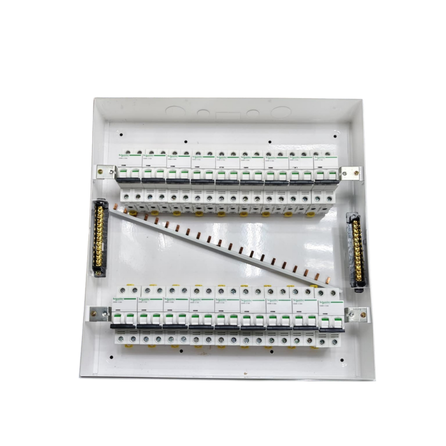 Schneider & ZY 2 pole 17 branch MCB panel featuring multiple circuit breaker slots for efficient wiring