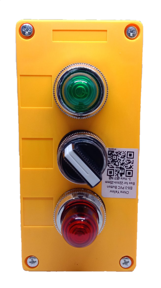 Auspicious 2 position selector switch 220V with green and red indicator lights on yellow panel