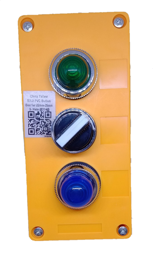 Auspicious 2 position selector switch with pilot lamp mounted on yellow panel for power control