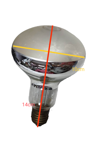 200W reflector bulb E27 220V with a round glass design and clear reflective surface