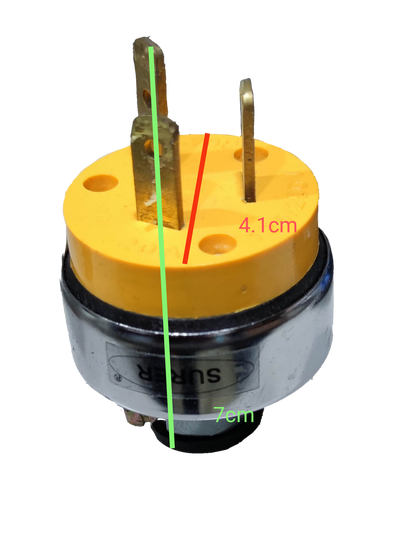 Surer 20A 125V Range Plug Type I 332 with yellow and black housing and metal prongs