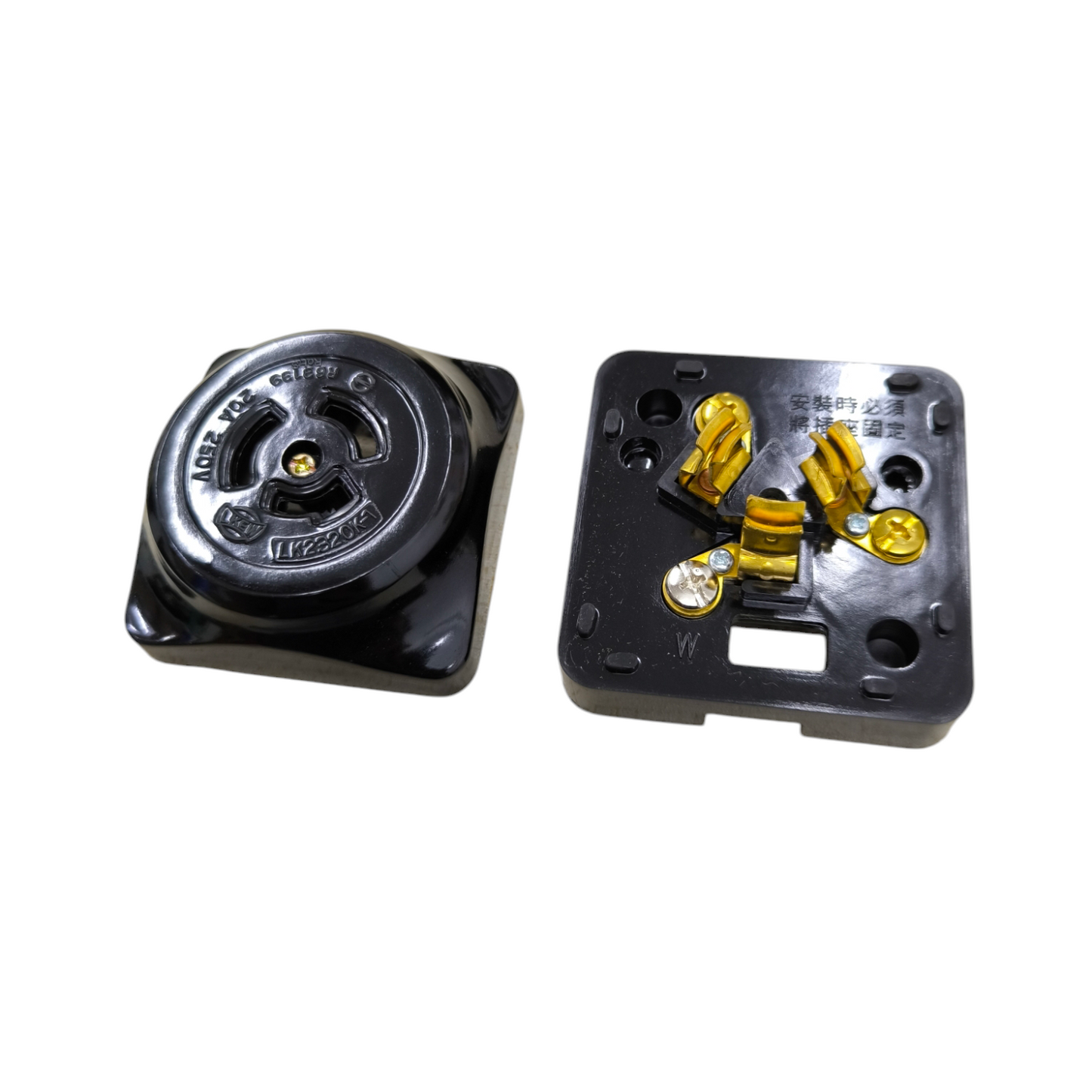 Grippes 20A twist lock outlet 220V in black for secure electrical connections