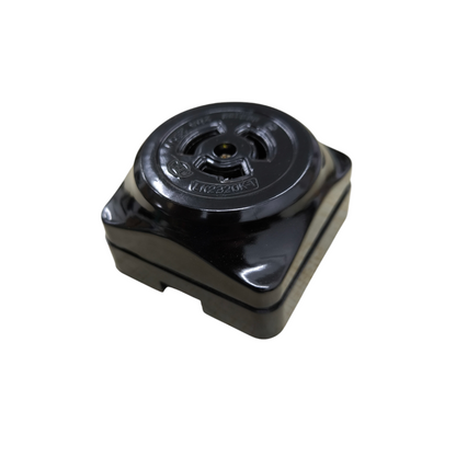 Grippes 20A twist lock outlet 220V in black, designed for secure electrical connections