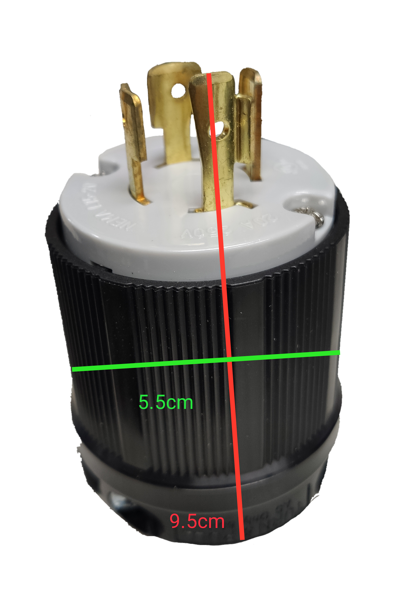 Grippes 20A twist lock plug NEMA L15-20 with durable construction for secure electrical connections
