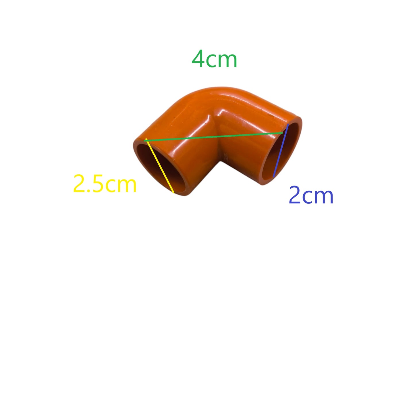 Undex orange pipe elbow connector with dimensions 4cm length 2.5cm and 2cm diameter for pipe and hose accessories