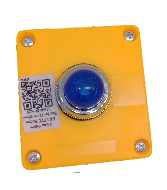 Auspicious 220V blue pilot lamp with enclosure in yellow square casing with metal screws