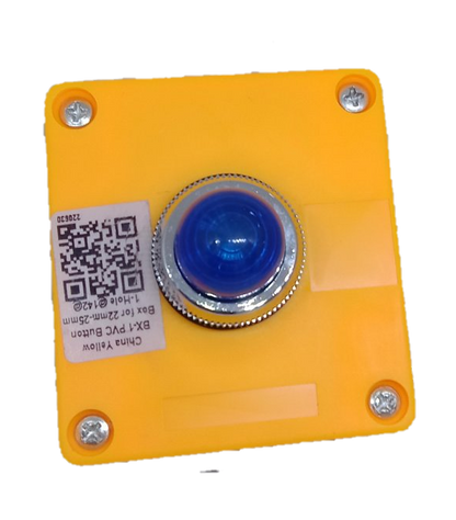 Auspicious 220V blue pilot lamp with enclosure in yellow square casing with metal screws