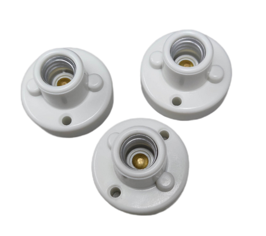 Three Omni 220V E12 socket for candle bulbs in white for easy lighting installations
