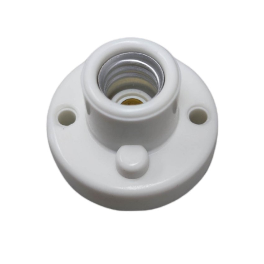 Omni 220V E12 socket for candle bulbs in white with mounting holes for easy installation