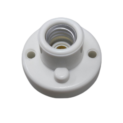 Omni 220V E12 socket for candle bulbs in white with mounting holes for easy installation