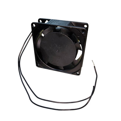 220V exhaust fan 8cm x 8cm in black with two connecting wires for efficient airflow