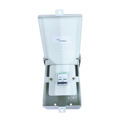 Schneider 220V NEMA 3R breaker with enclosure for outdoor electrical applications
