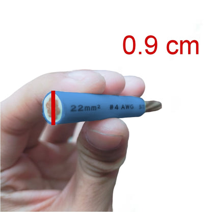 22mm THHN wire blue 150m Blue in hand showcasing its thickness and details for electrical projects