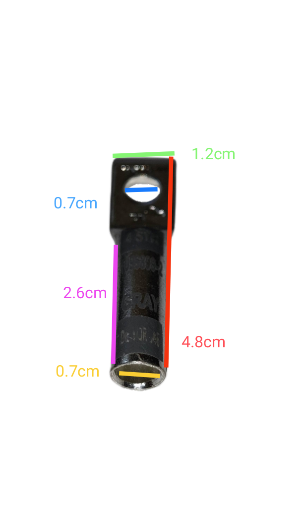 Utilux 22mm Wire Size 1099899-2 Terminal Lugs electrical circuitry part with dimensional measurements