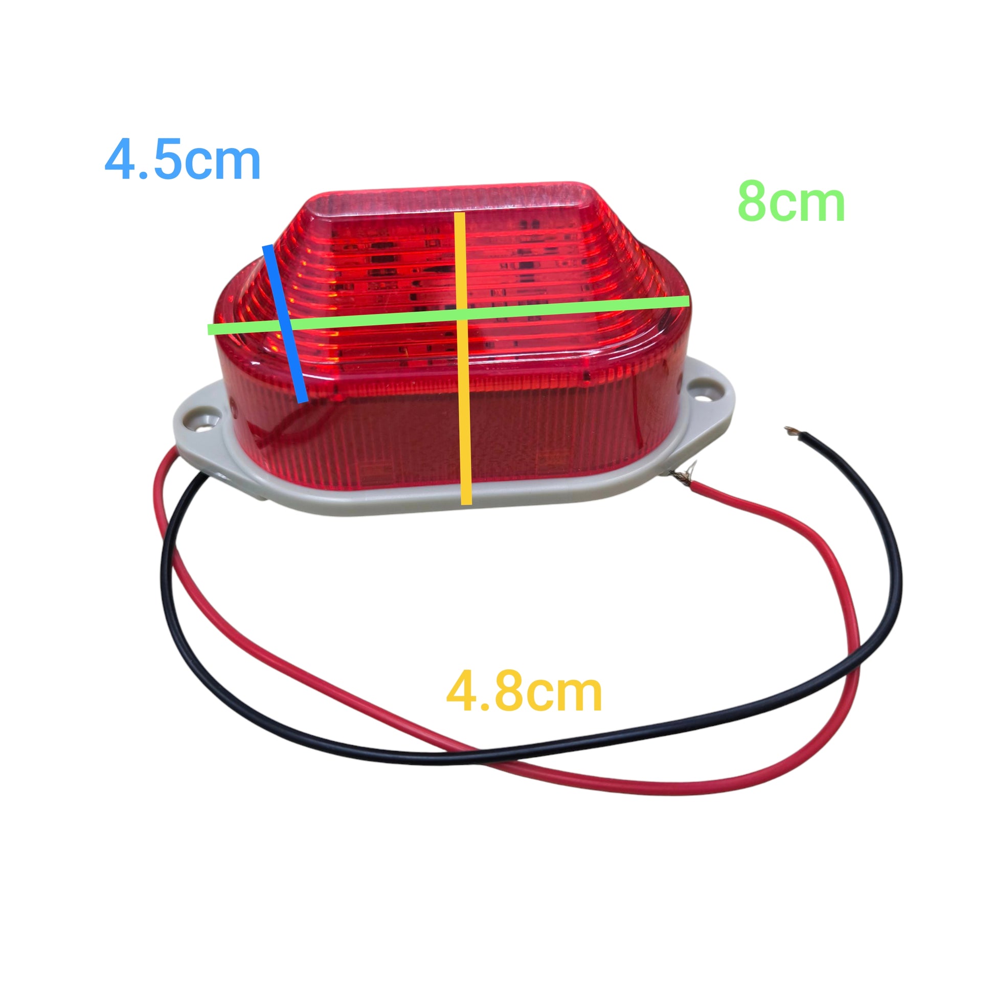 Denko 24V DC safety signal light with red lens and mounting base for work and safety use