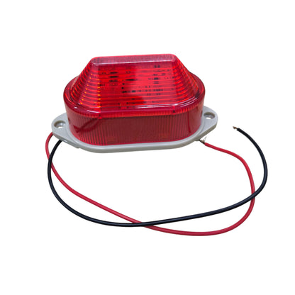 Denko 24V DC safety signal light with red lens and wires for work and safety applications