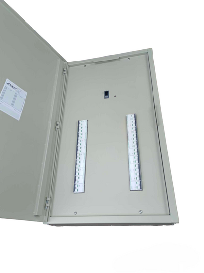 Schneider 250A 3 Pole EZC250F 3 Pole Main electrical panel with open metal enclosure