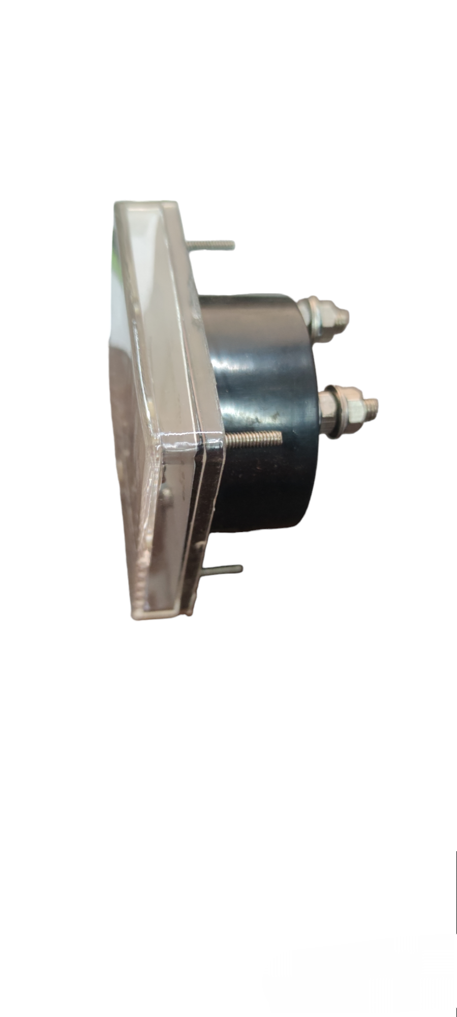 MEW 250mA DC 64mm x 65mm Panel Meter electrical circuitry part side view with terminal connectors