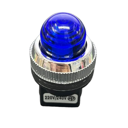Auspicious 25mm blue neon pilot lamp 220V with a shiny dome shape for visibility in work environments