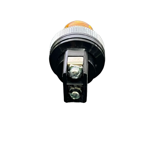 Auspicious 25mm neon pilot lamp 220V yellow with a robust black base and clear lens for improved visibility