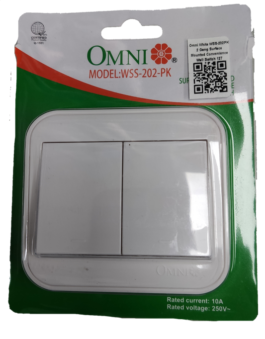 Omni 2 Gang Switch Surface Type 10A 250V AC