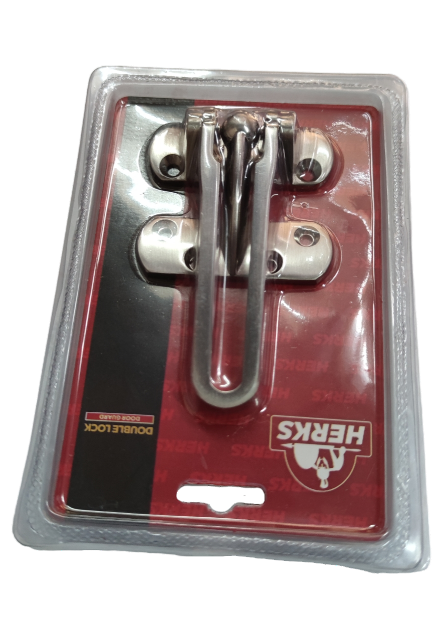 Double Lock Door Guard Satin Nickle 108 x 68 x 21mm Zinc Alloy Door Chain Mode ( Herks) HD1002SN