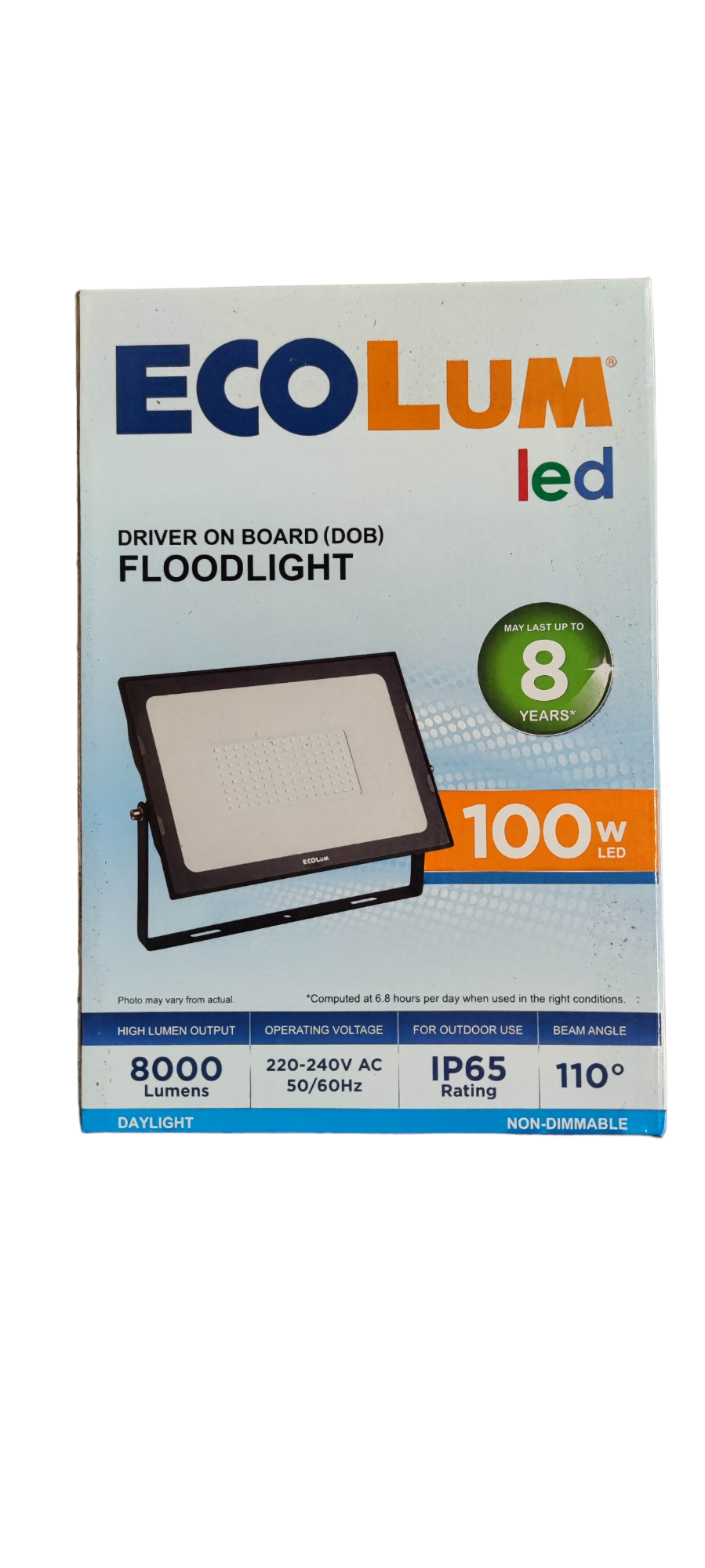 Ecolum 100W LED Flood Light 220V Daylight 6500K CFL3100DL