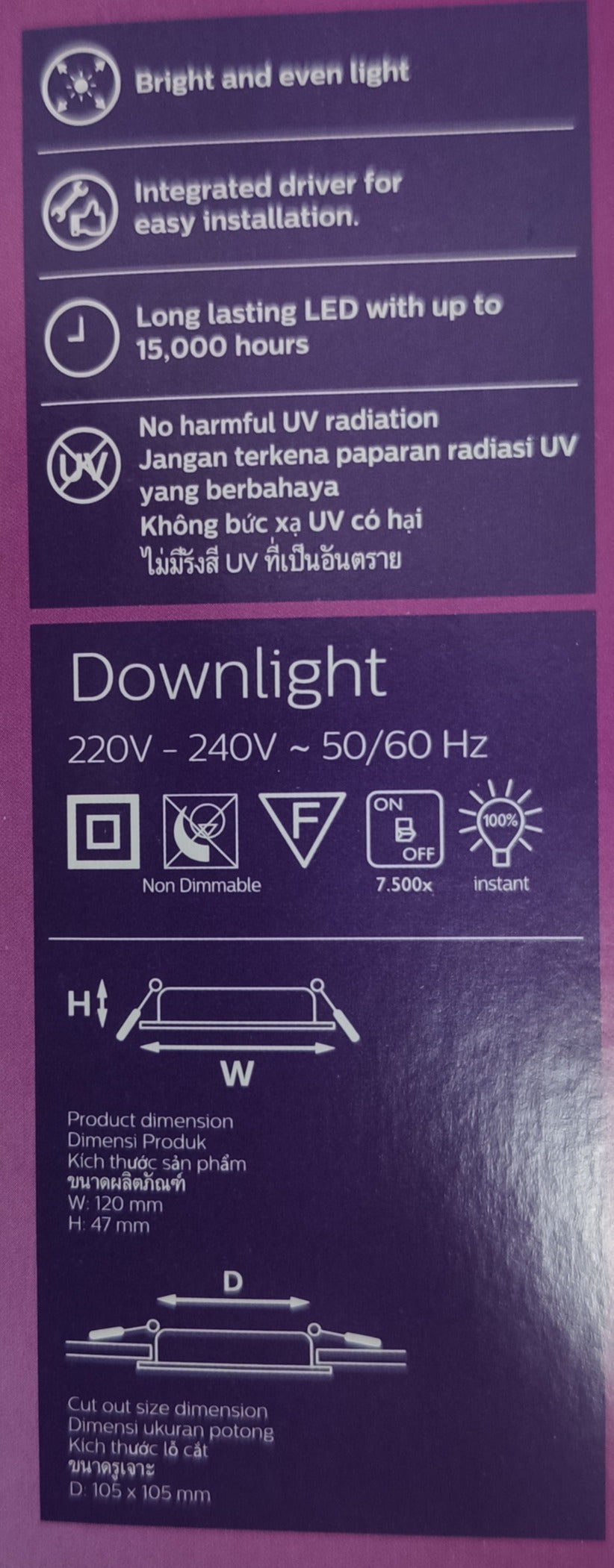 Philips LED Downlight 9W Daylight 220V Square (4.8") Philips Downlight 59451 Meson