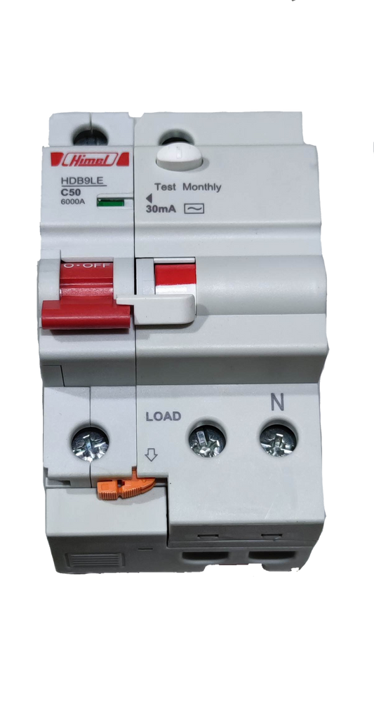 Himel 50A 6 KAIC 30mA 1P+N 220V AC HDB9LEN63IC50S, RCBO Residual Circuit Breaker with OverLoad