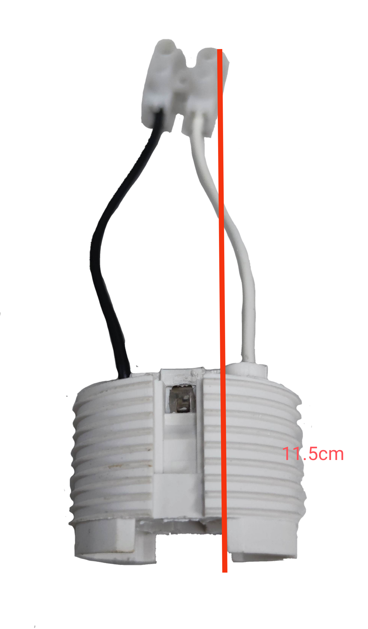 2A 220V PLC lamp holder with white and black wires for lighting installations