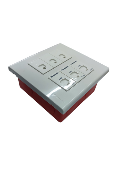 Panasonic 3 Gang Telephone Outlet and 3 Gang CAT6  with Utility Box WEG6806+(3XWEG2164+3XWEG24886)+Utility