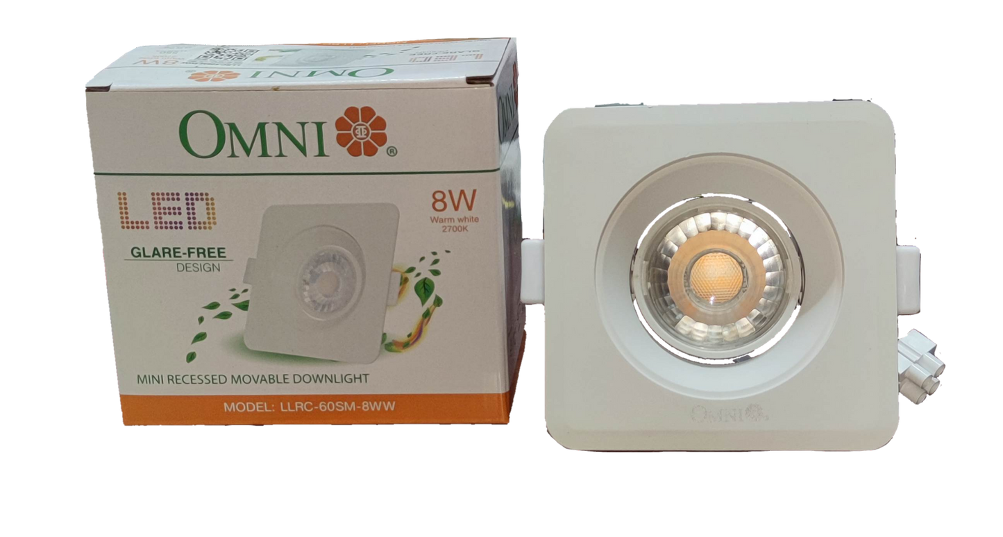 Omni 8W LED Downlight Square Movable Downlight Warm White 3000K 220V