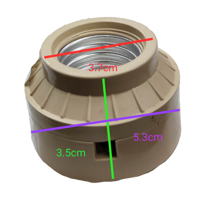 Taiyou 2x2 E27 Socket PVC 4A 220V beige lighting installation accessory with size measurements