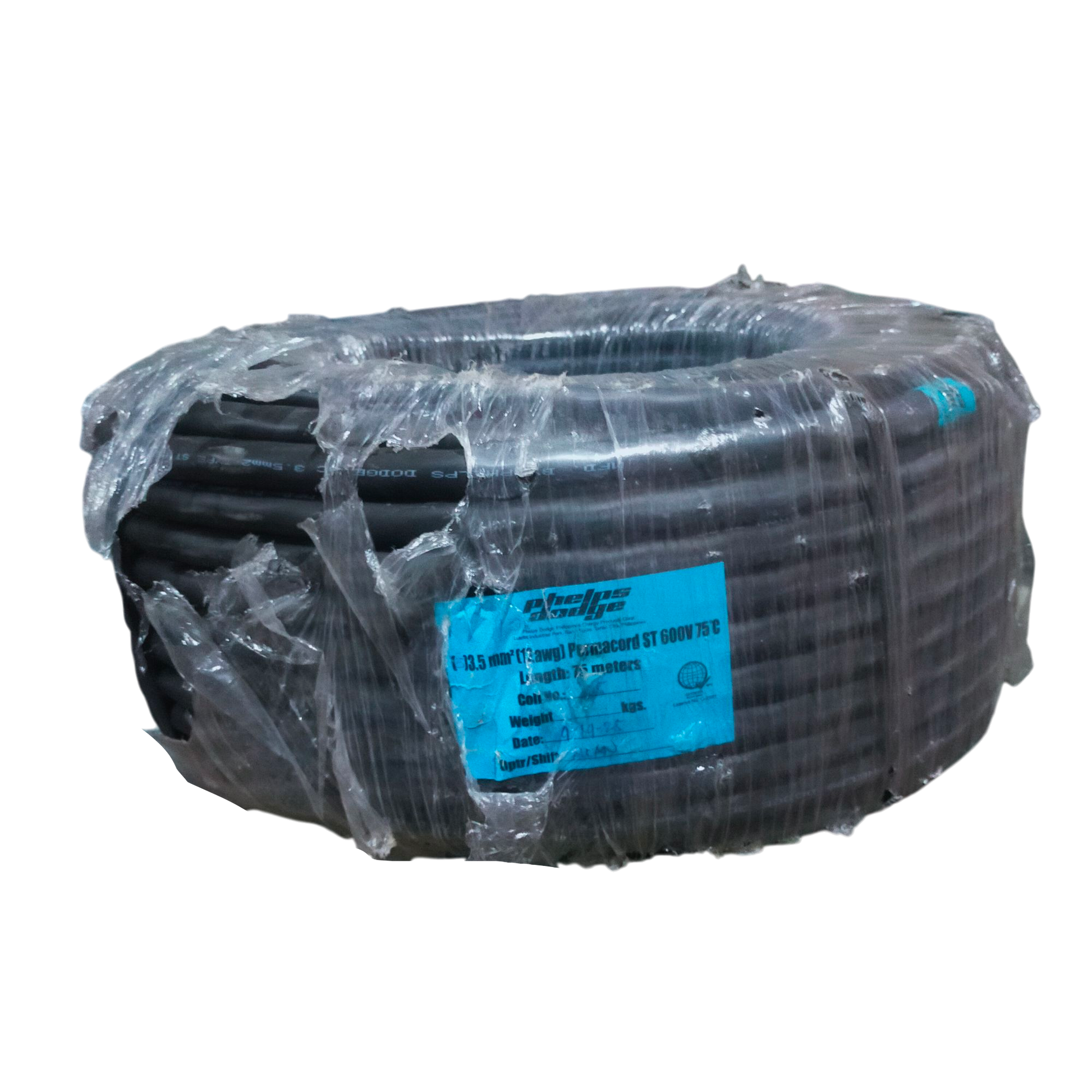 Phelps Dodge 3 core power cable 15 meters 3.5mm coil wrapped in plastic packaging