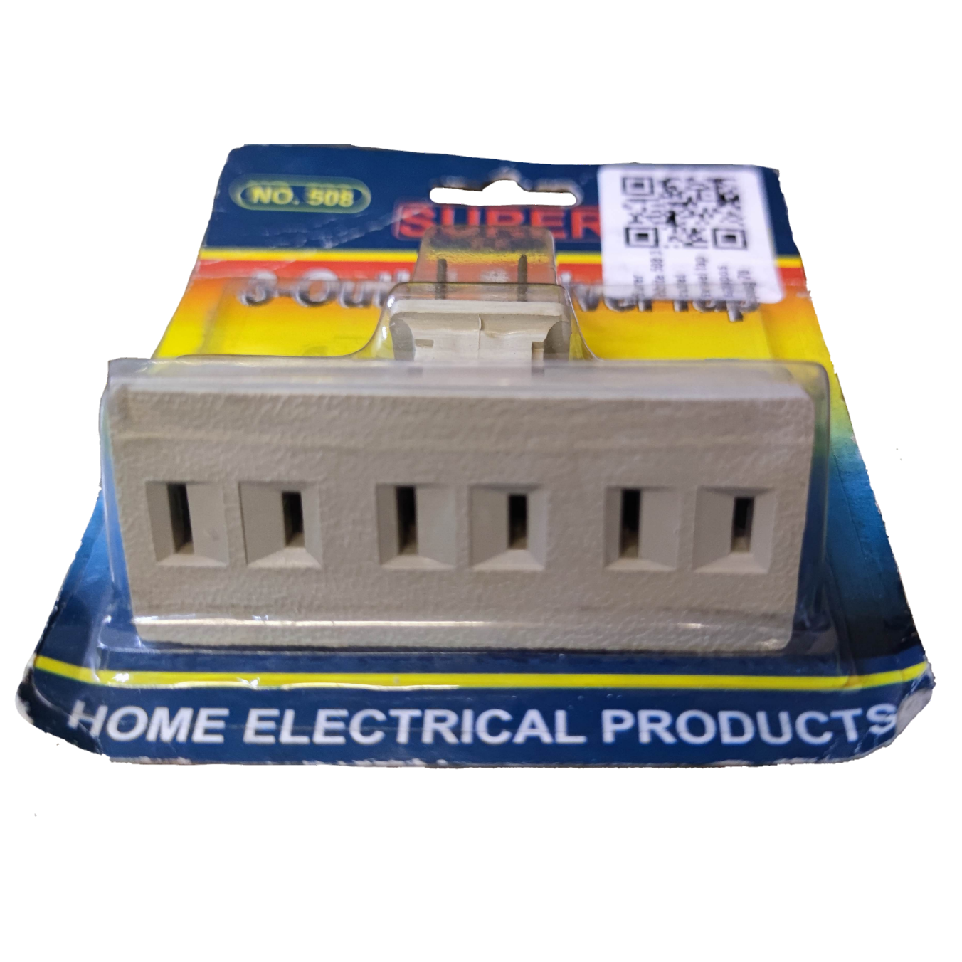 Surer 3 Gang Outlet Tap 15A 125V beige electrical adapter for home use in packaging
