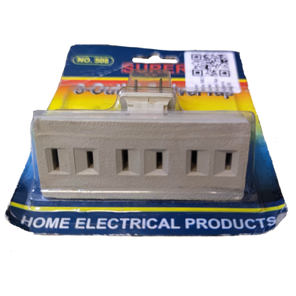 Surer 3 Gang Outlet Tap 15A 125V beige electrical adapter for home use in packaging