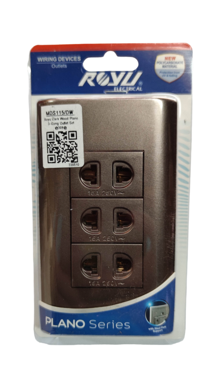 Royu 3 Gang Outlet With Plate MDS115 designed for easy installation and use in any setting