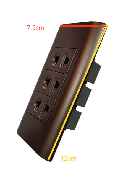 Royu 3 Gang Outlet With Plate MDS115 featuring three connections in a sleek design for easy power access