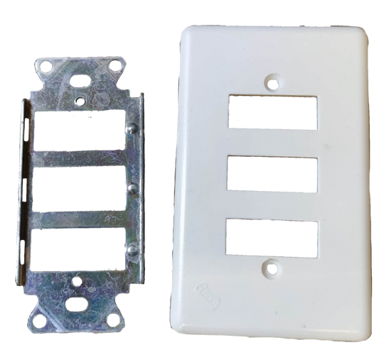 Eagle 3 Gang Plate with Metal Strap for easy installation of power switches and plugs