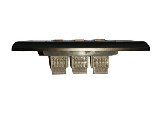 Royu 3 gang telephone outlet Dark Gray With Plate featuring three connection ports for easy installation